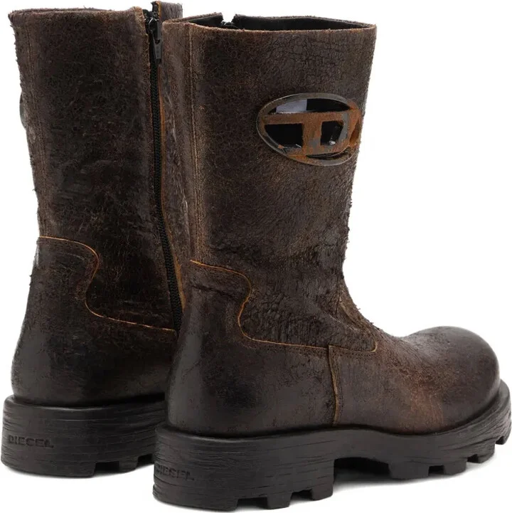 D-Hammer distressed crackled suede biker boots - Image 5