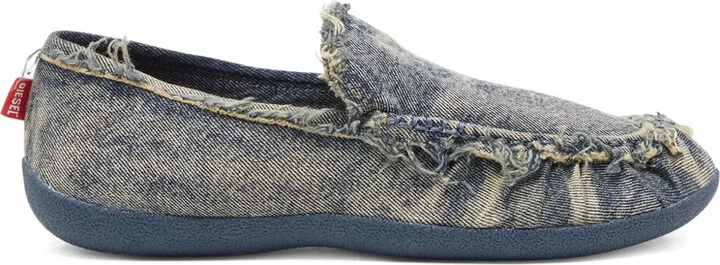 D-Shock Moc frayed denim loafers