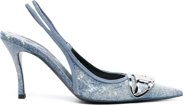 D-Venus 80mm denim slingback pumps