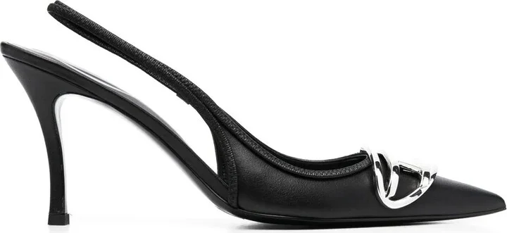 D-Venus 80mm leather slingback pumps