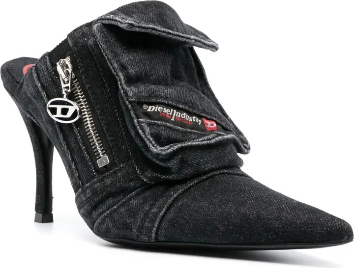D-Venus Pocket 100mm denim mules - Image 2