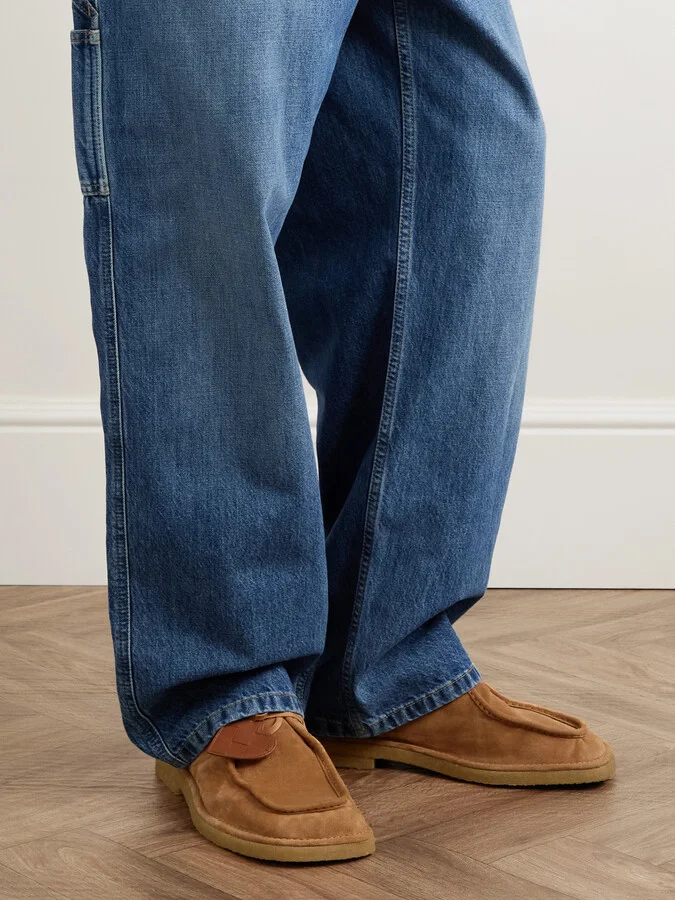 Daddy Intrecciato Leather-Trimmed Suede Boat Shoes - Image 2