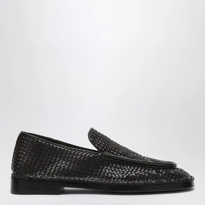 Daddy moccasins in dark chocolate color made of woven leather