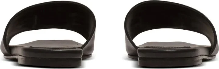 Dafne logo-plaque leather slides - Image 3