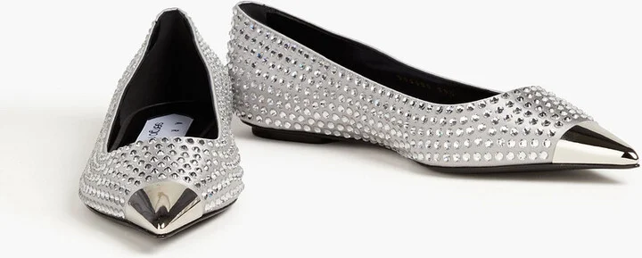 Dagger crystal-embellished satin point-toe flats - Image 2