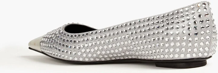 Dagger crystal-embellished satin point-toe flats - Image 3