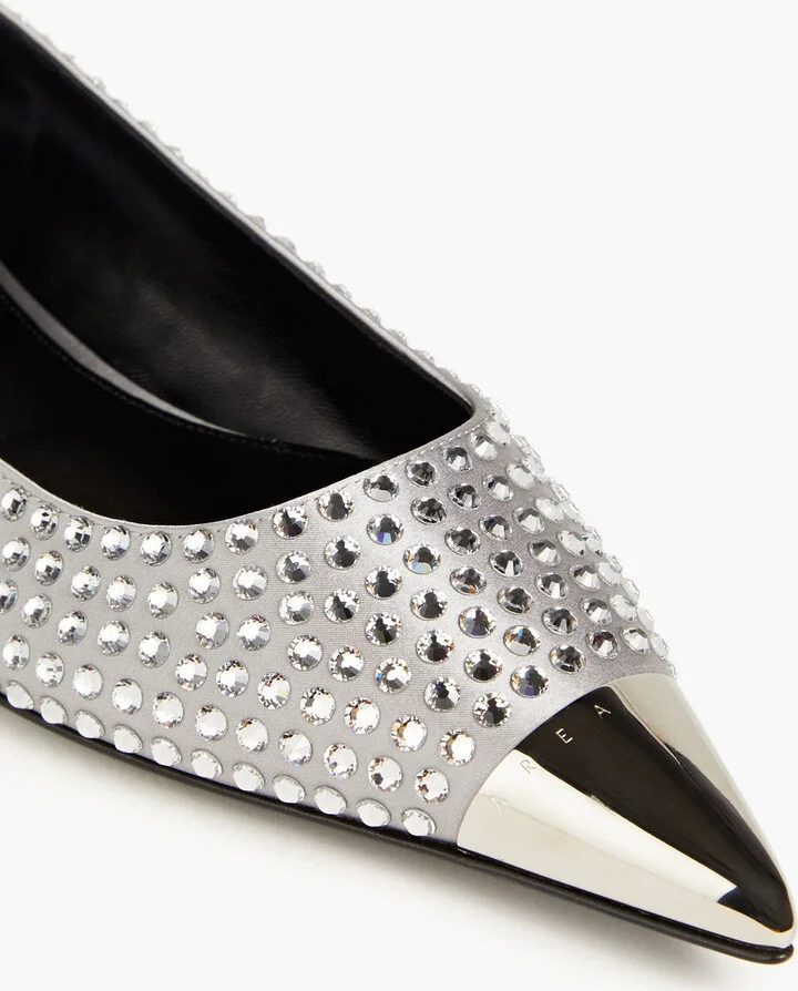 Dagger crystal-embellished satin point-toe flats - Image 4