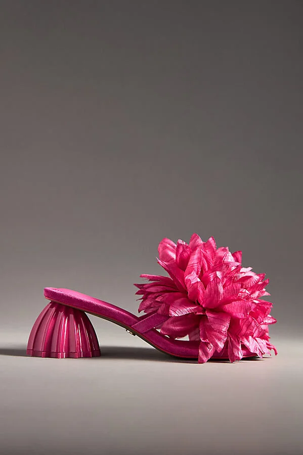 Dahlia 3D Floral Square-Toe Block Heels