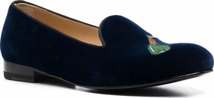 Daisy embroidered velvet slippers - Image 2