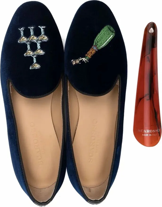 Daisy embroidered velvet slippers - Image 4