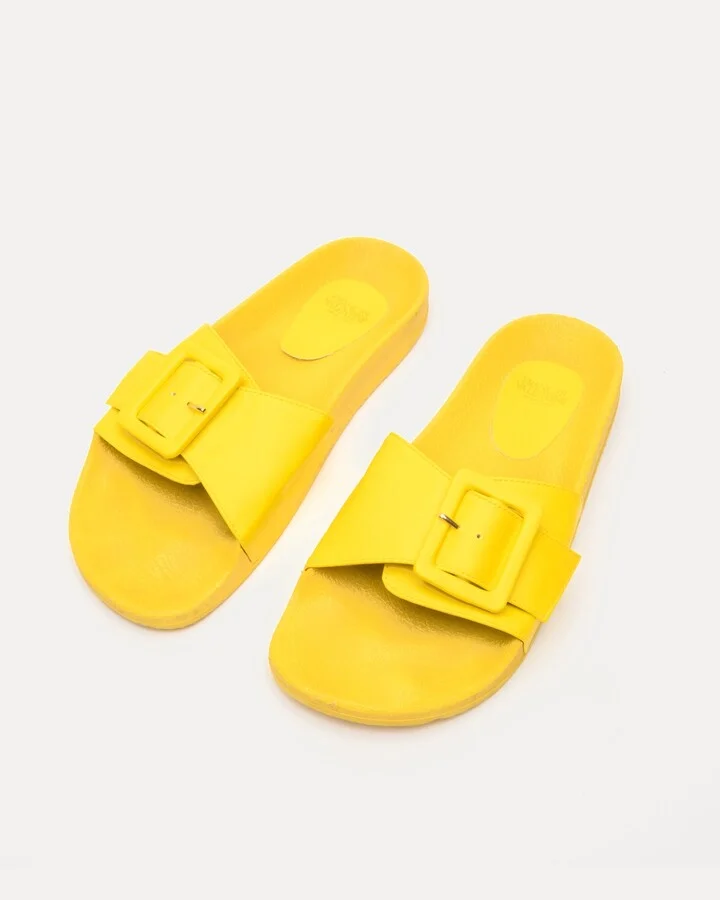 Daisy Slide - Vegan Leather Yellow