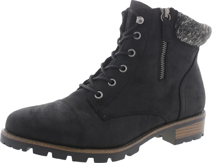 Daisy Womens Faux Fur Lace Up Ankle Boots