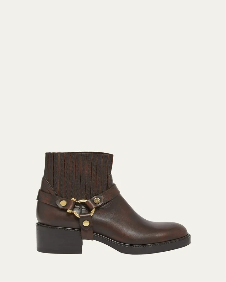 Dakota Leather Harness Moto Ankle Booties