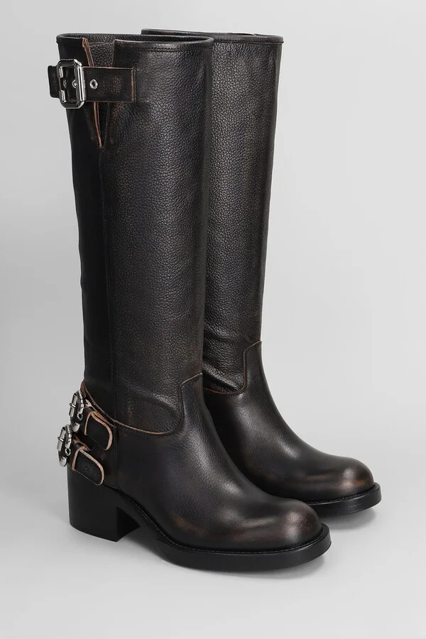 Dakota Low Heels Boots In Black Leather - Image 2