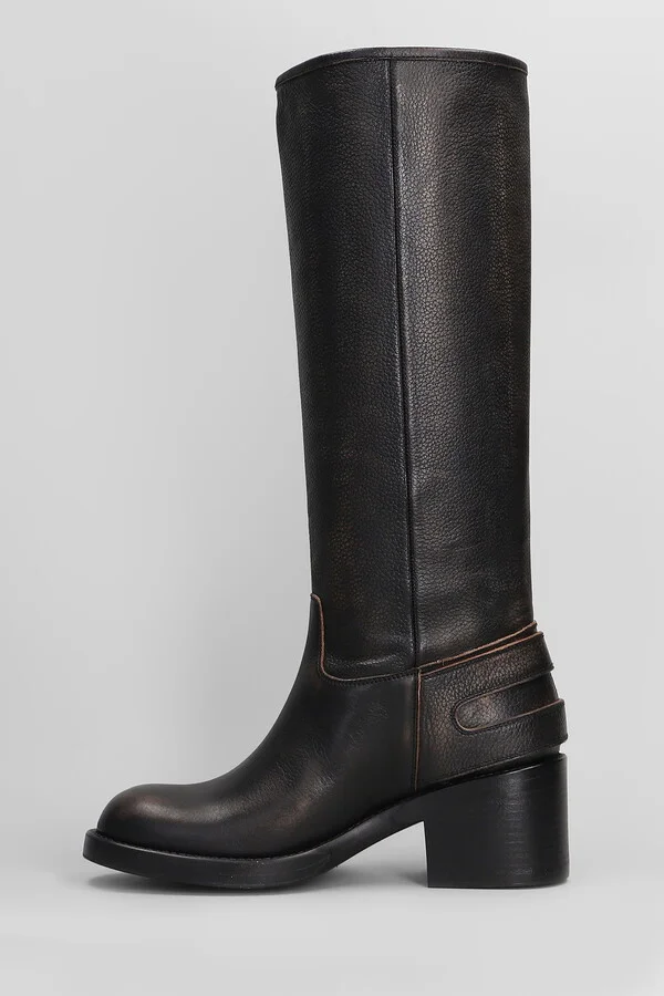 Dakota Low Heels Boots In Black Leather - Image 3