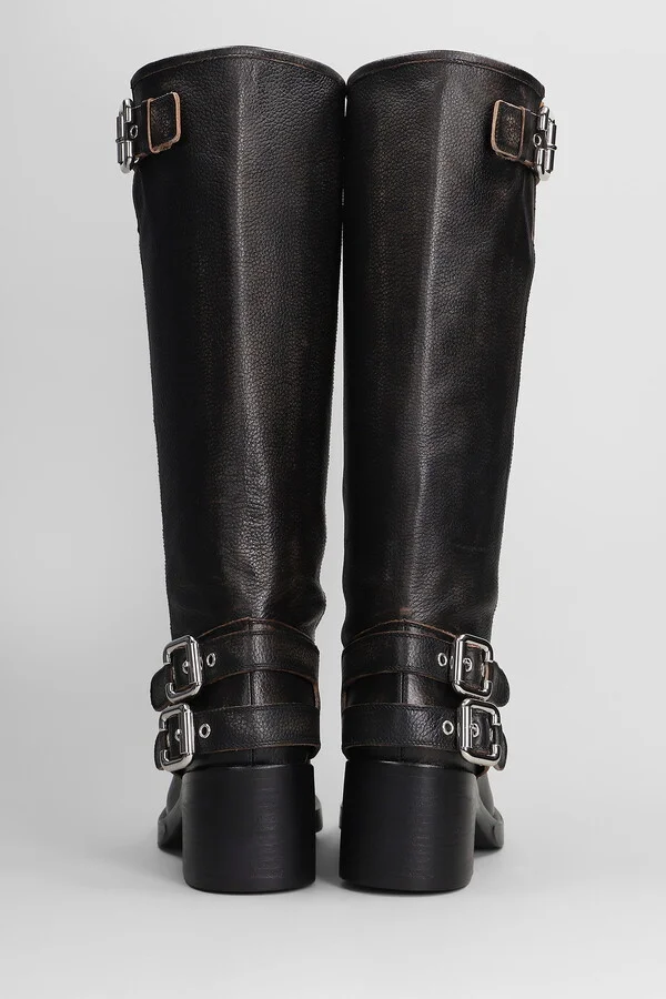 Dakota Low Heels Boots In Black Leather - Image 4