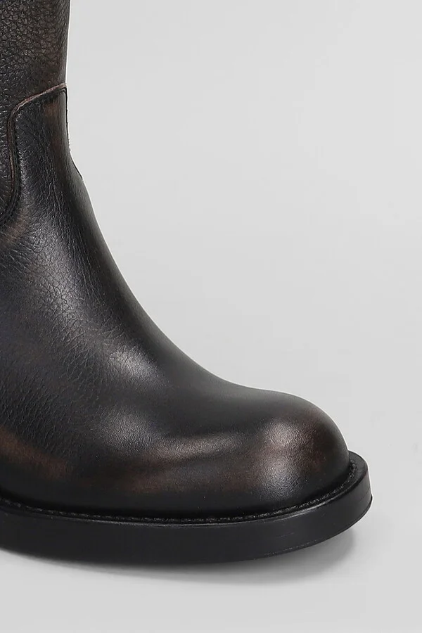 Dakota Low Heels Boots In Black Leather - Image 5