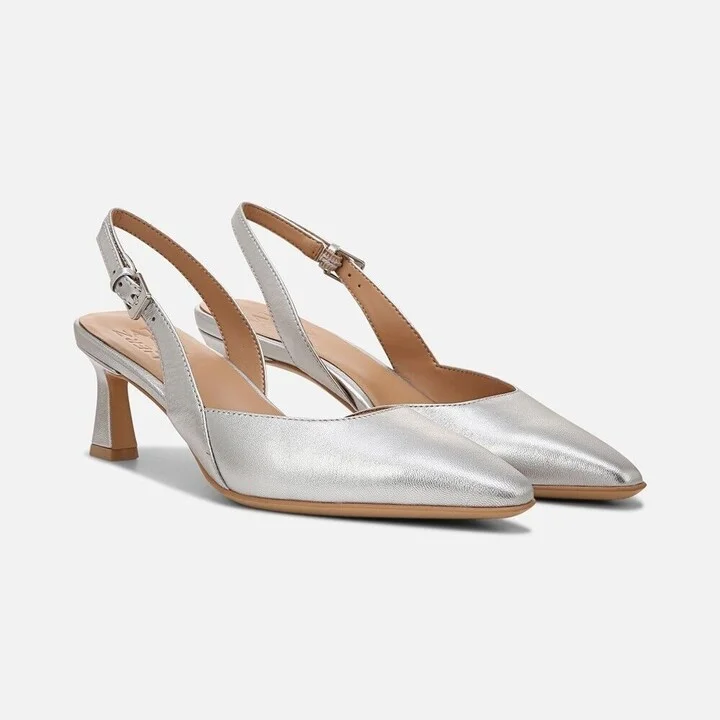 Dalary I4621L2020 Women's 7 Silver Spool Heel Slingback Pump KHD1598