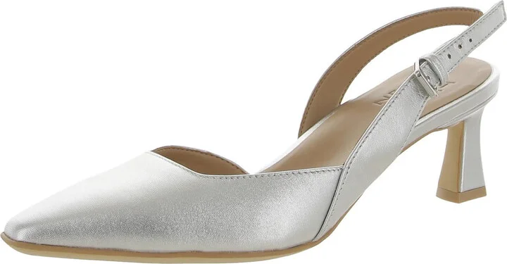 Dalary Womens Patent Leather Pointed Toe Slingback Heels