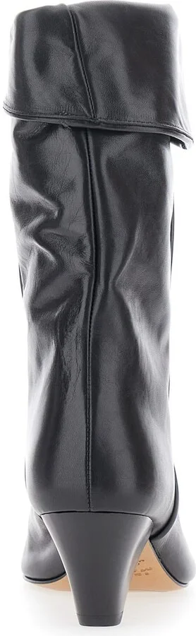 'dalby' Black Ankle Boots With Cone Heel And Gathered Details In Leather Woman - Image 4