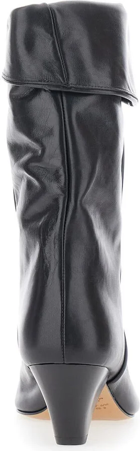 'Dalby' Black Ankle Boots With Cone Heel And Gathered Details In Leather Woman - Image 4
