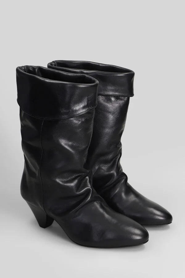 Dalby High Heels Ankle Boots In Black Leather - Image 2