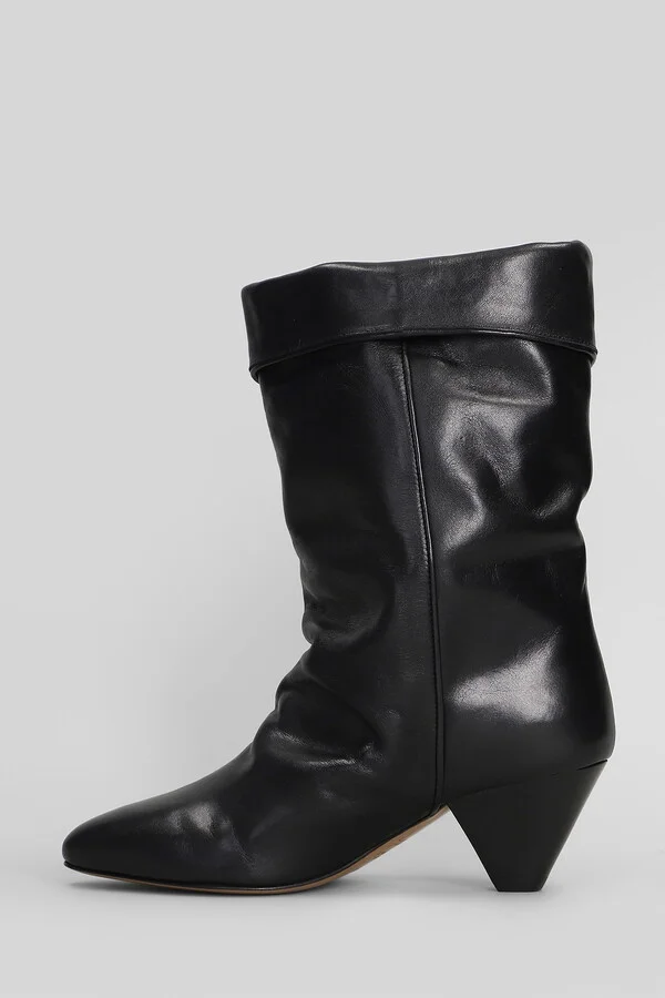 Dalby High Heels Ankle Boots In Black Leather - Image 3