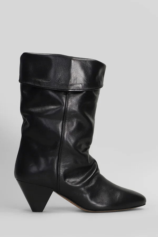 Dalby High Heels Ankle Boots In Black Leather