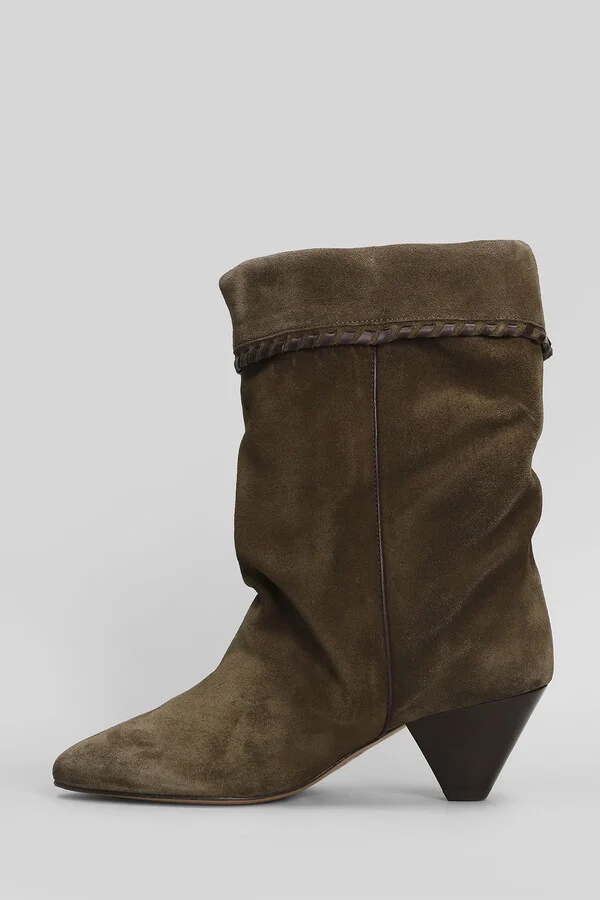 Dalby High Heels Ankle Boots In Khaki Suede - Image 3
