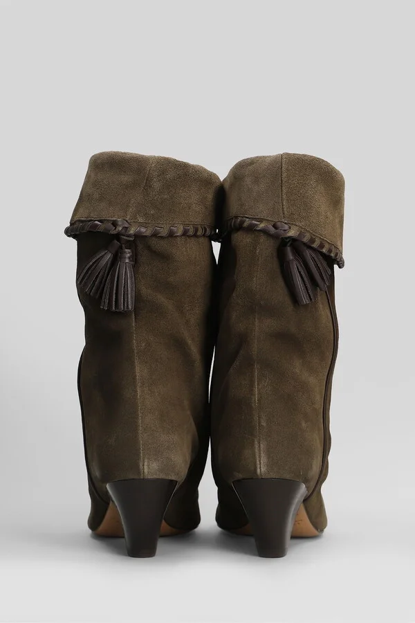 Dalby High Heels Ankle Boots In Khaki Suede - Image 4