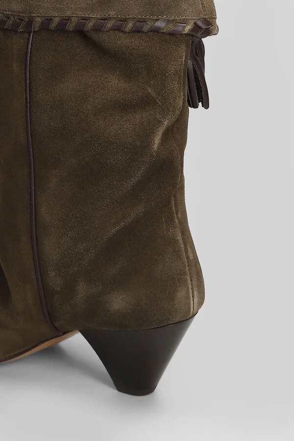 Dalby High Heels Ankle Boots In Khaki Suede - Image 5