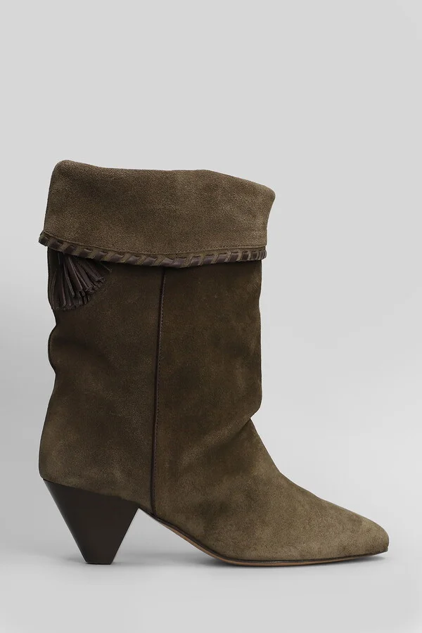 Dalby High Heels Ankle Boots In Khaki Suede