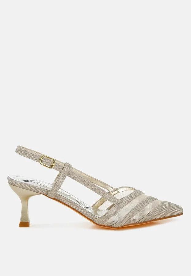 Daldra Kitten Heel Slingback Sandals