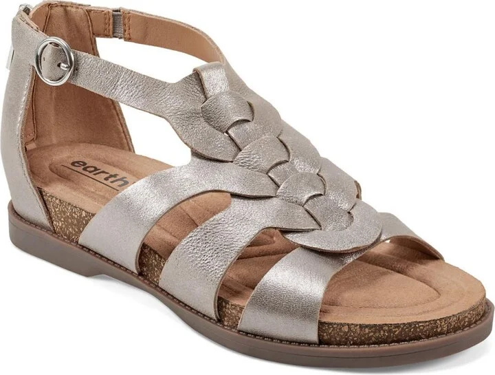 DALE Womens Leather Ankle Zipper Flatform Sandals