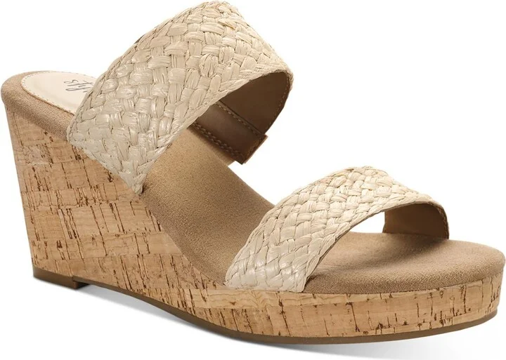 Daliaa Womens Faux Leather Woven Wedge Sandals