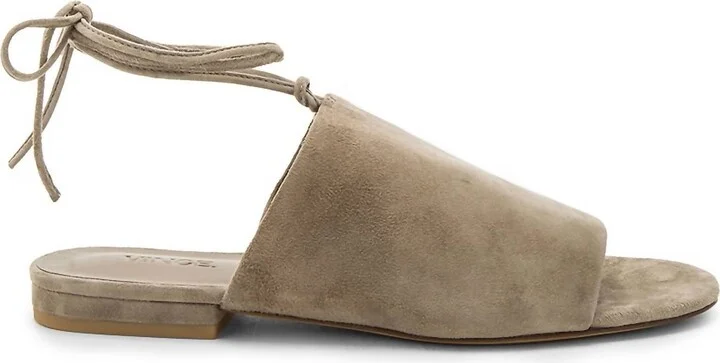 Damon Flat Lace Up Sandal In Woodsmoke Kid Suede