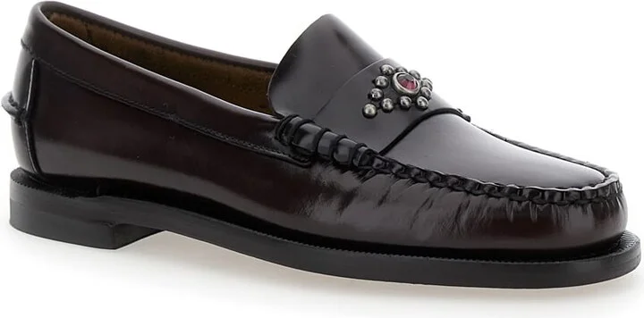 'dan' Bordeaux Loafers With Stud Embellishment On The Front In Patent Leather Woman - Image 2