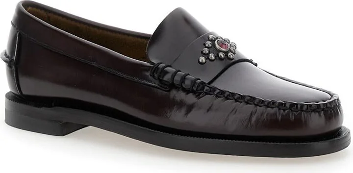 'Dan' Bordeaux Loafers With Stud Embellishment On The Front In Patent Leather Woman - Image 2
