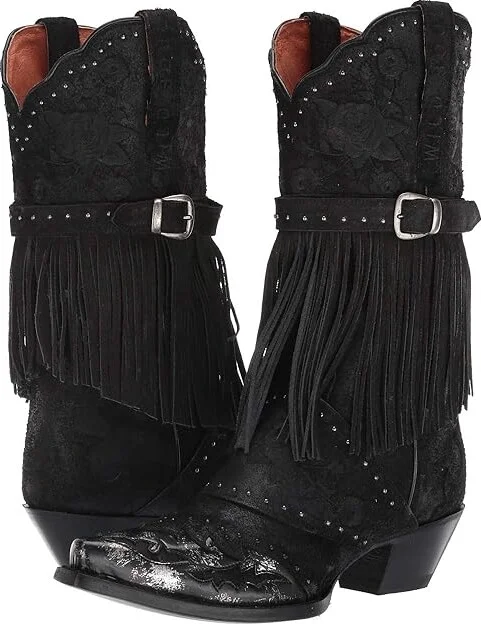 Dan Post Bed of Roses Cowboy Women's Boots Black : 6.5 B - Medium, Leather