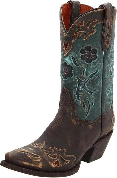 Dan Post Blue Bird Cowboy Women's Boots Sanded Copper/Turquoise Blue Bird : 6.5 B - Medium, Leather - Image 2