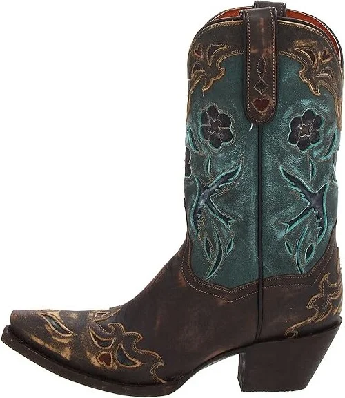 Dan Post Blue Bird Cowboy Women's Boots Sanded Copper/Turquoise Blue Bird : 6.5 B - Medium, Leather - Image 7