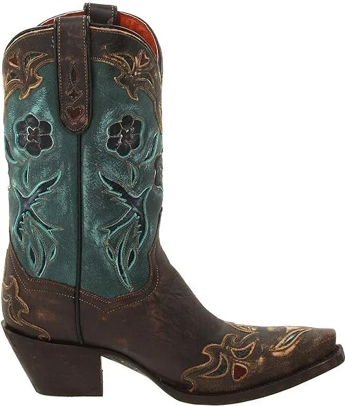 Dan Post Blue Bird Cowboy Women's Boots Sanded Copper/Turquoise Blue Bird : 6.5 B - Medium, Leather - Image 8