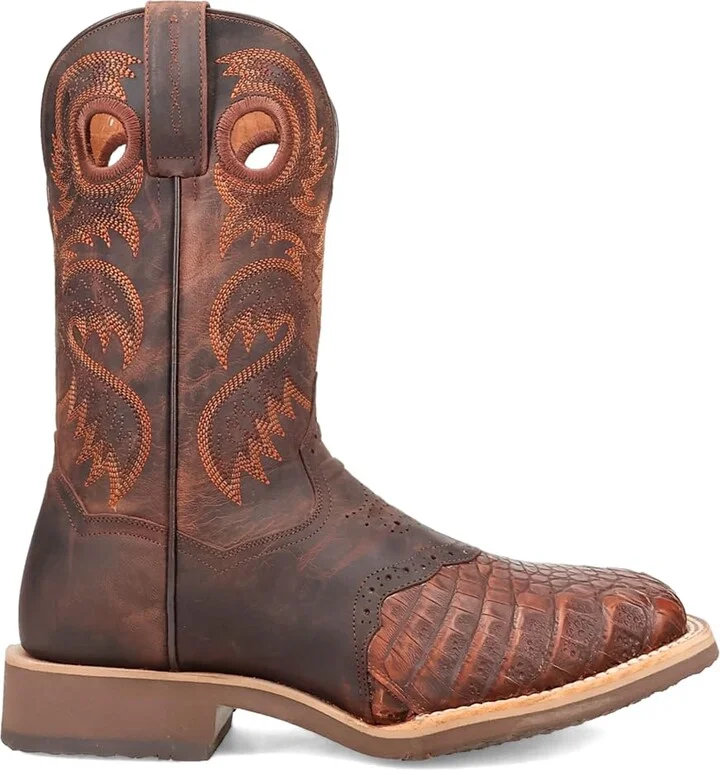 Dan Post Boots Mens Egan Embroidered Square Toe Pull On Dress Boots Mid Calf - Brown - Size 10 D