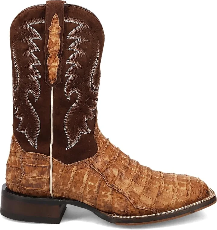 Dan Post Boots Mens Leon Embroidered Square Toe Pull On Dress Boots Mid Calf - Brown - Size 10.5 XW