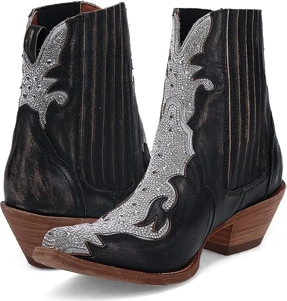 Dan Post Crystal Cowboy Women's Boots Black : 9 B - Medium, Leather