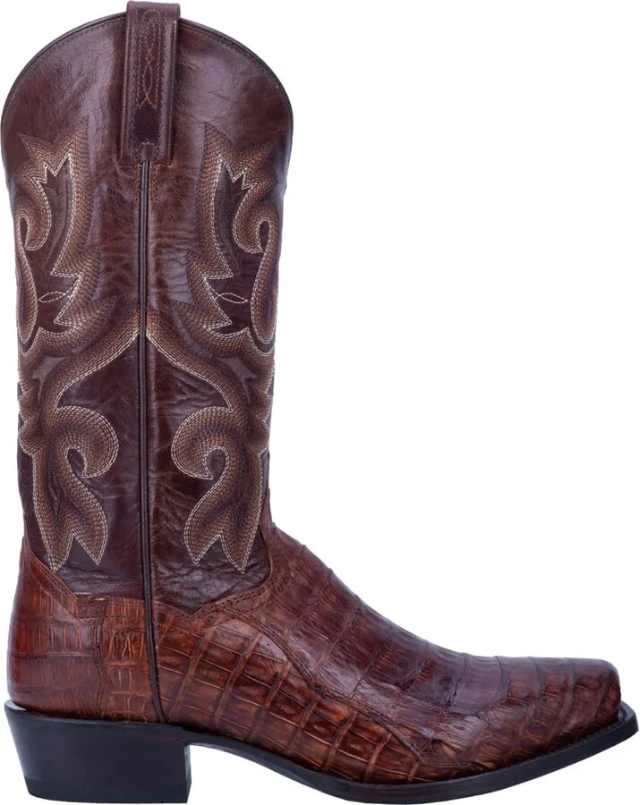 Dan Post Mens Bayou Embroidered Square Toe Pull On Dress Boots Mid Calf - Brown - Size 12 EW