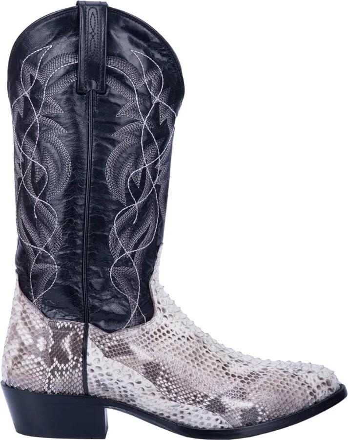 Dan Post Mens Manning Embroidered Round Toe Pull On Dress Boots Mid Calf - Black