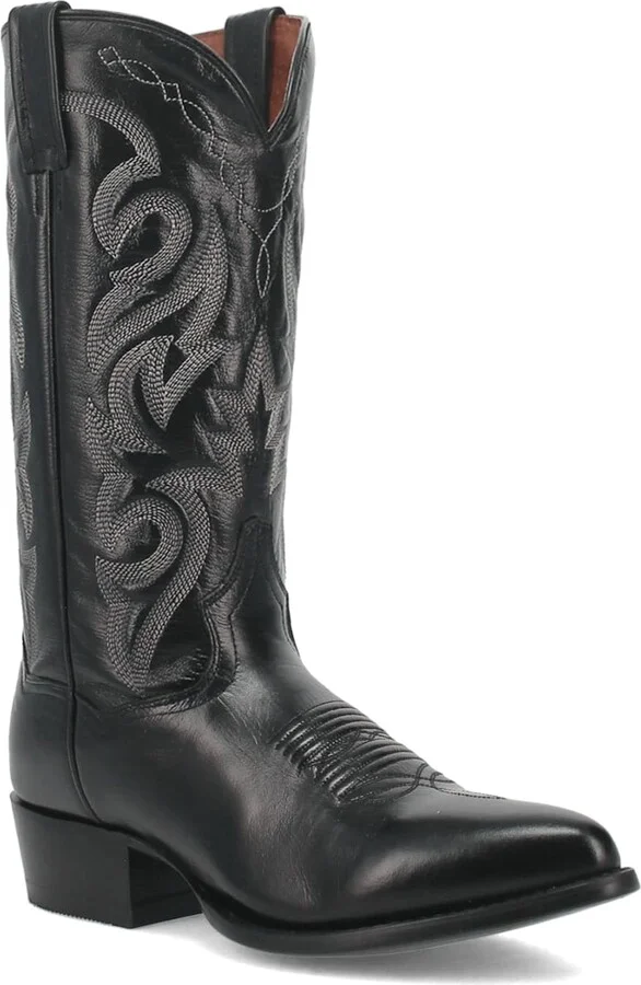 Dan Post Mens Milwaukee Embroidered Narrow Pointed Toe Casual Boots Mid Calf - Black - Size 10.5 D
