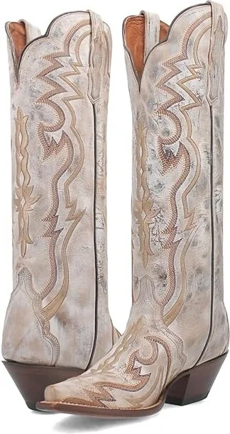 Dan Post Silvie Cowboy Women's Boots Bone : 6.5 B - Medium, Leather