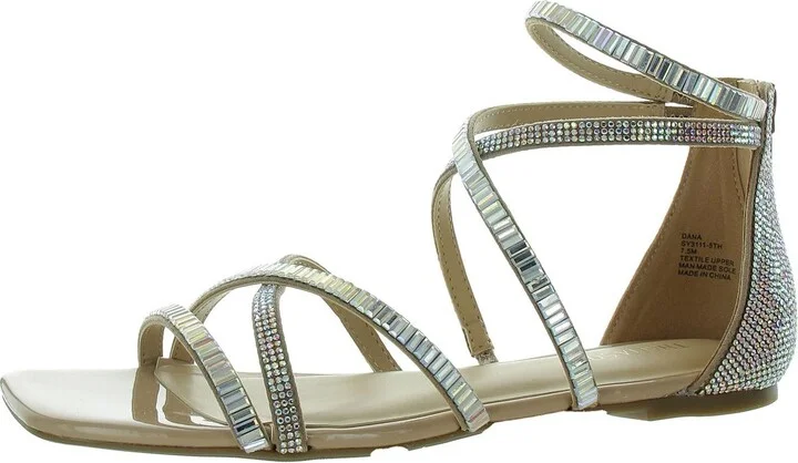 Dana Womens Embellished Square Toe Strappy Sandals